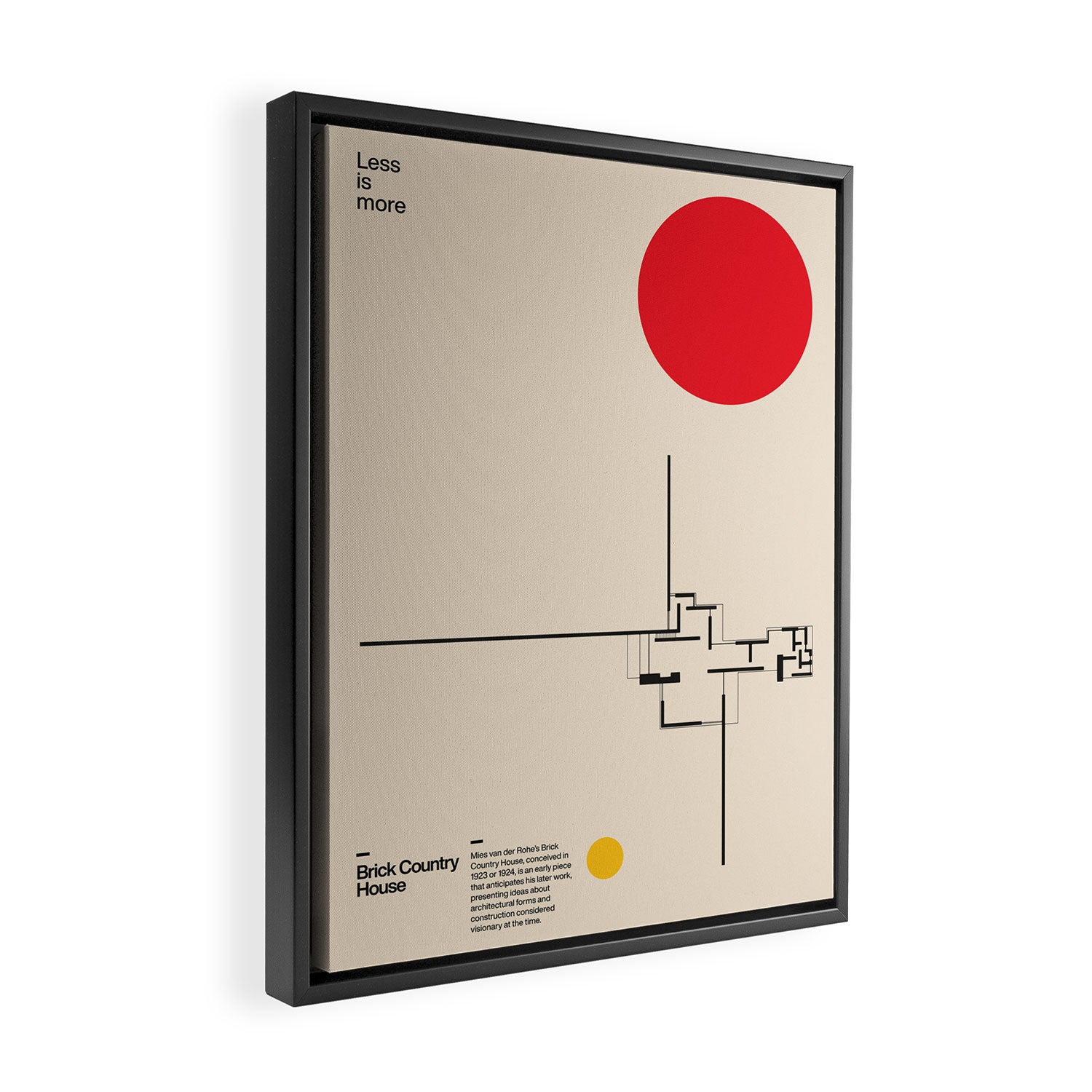 Brick Country House, Ludwig Mies van der Rohe, Minimal Architecture Bauhaus Design Framed Canvas Print Gallery Image 2