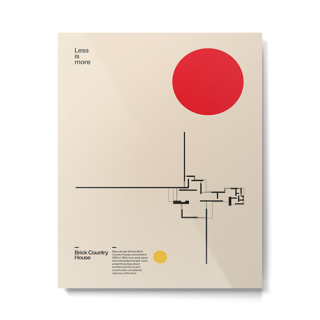 Brick Country House, Ludwig Mies van der Rohe, Minimal Architecture Bauhaus Design Metal Print Gallery Image 1