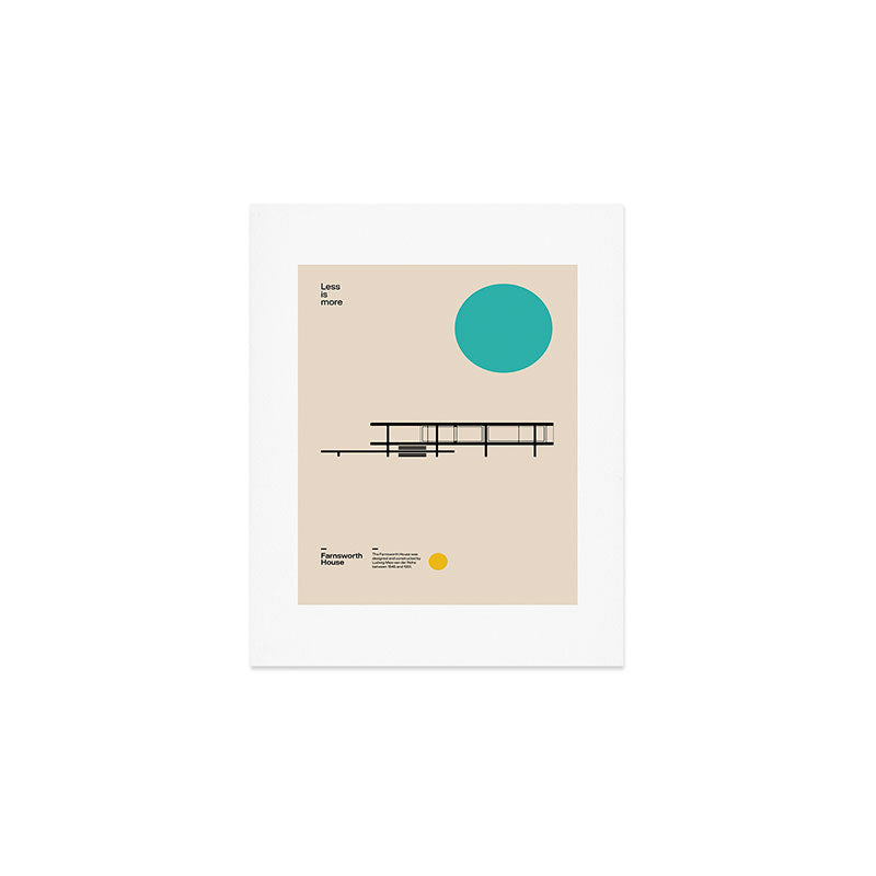Farnsworth House, Ludwig Mies van der Rohe, Minimal Architecture Bauhaus Design Art Print Gallery Image 1