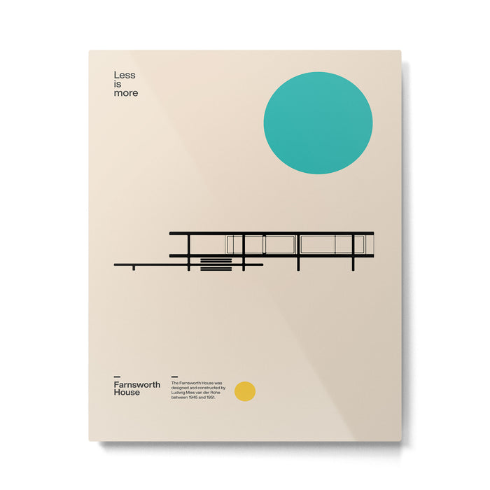 Farnsworth House, Ludwig Mies van der Rohe, Minimal Architecture Bauhaus Design Metal Print Gallery Image 1