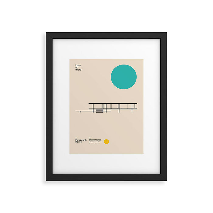 Farnsworth House, Ludwig Mies van der Rohe, Minimal Architecture Bauhaus Design Framed Art Print Gallery Image 1