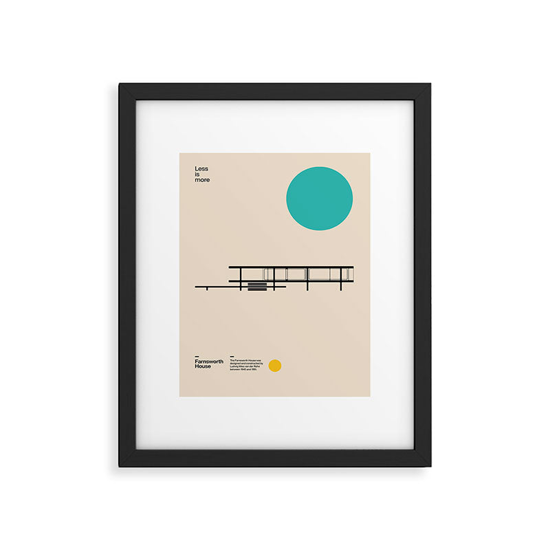 Farnsworth House, Ludwig Mies van der Rohe, Minimal Architecture Bauhaus Design Framed Art Print Gallery Image 5