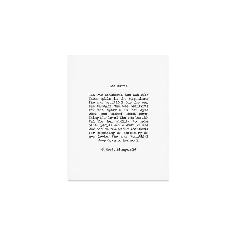 Beautiful Quote F. Scott Fitzgerald Art Print Gallery Image 1