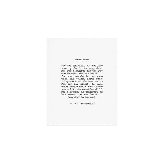 Beautiful Quote F. Scott Fitzgerald Art Print Gallery Image 1