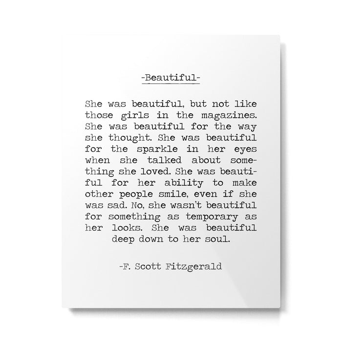 Beautiful Quote F. Scott Fitzgerald Metal Print Gallery Image 1