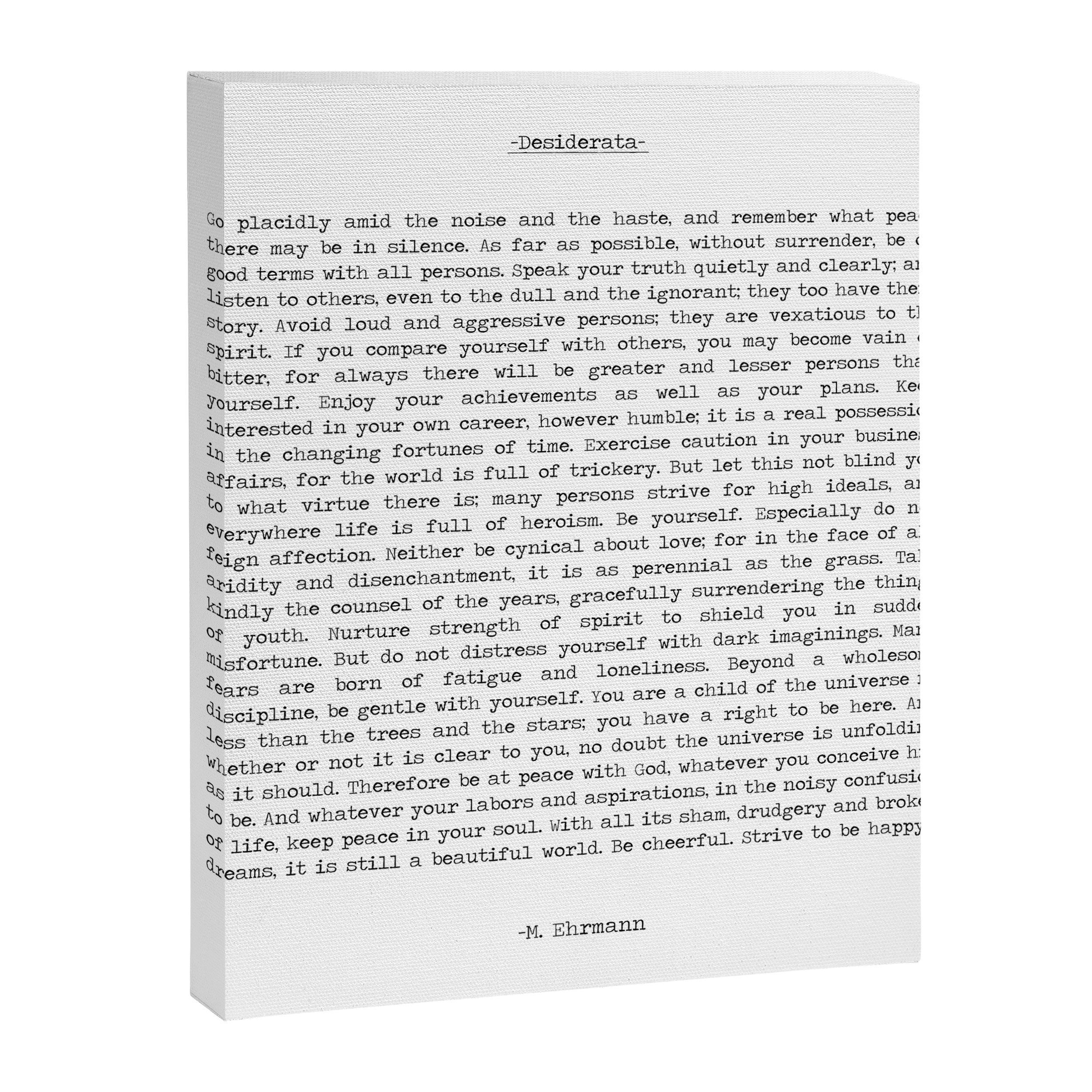 Desiderata by Max Ehrmann minimal typographical quote art print Canvas Print Gallery Image 8