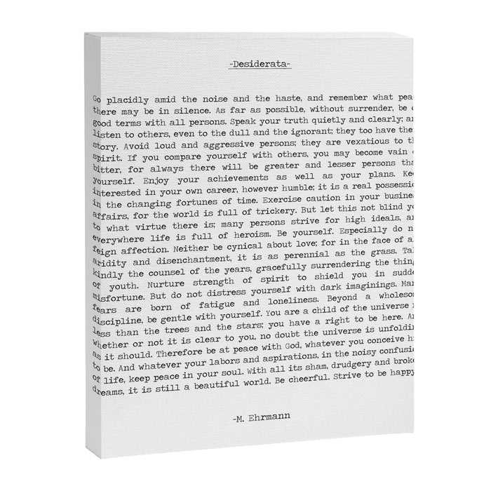 Desiderata by Max Ehrmann minimal typographical quote art print Canvas Print Gallery Image 1