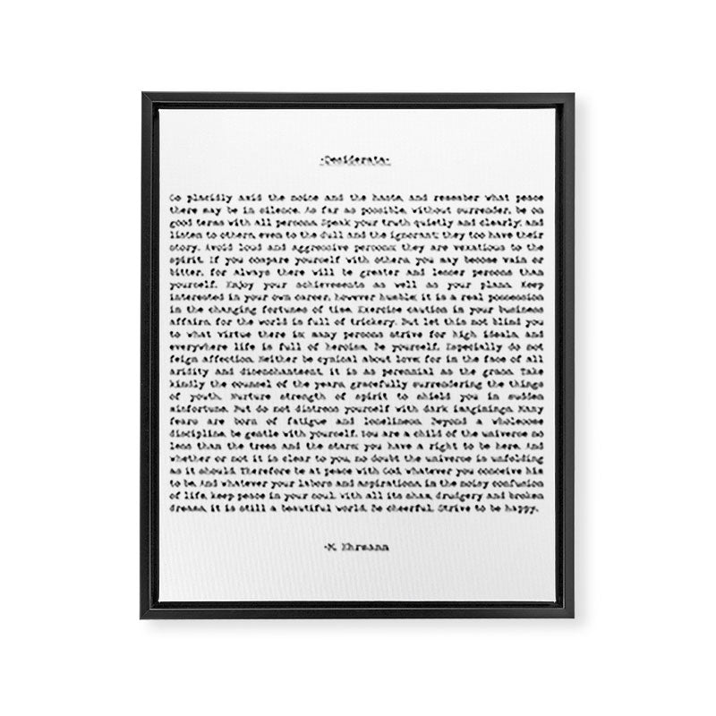 Desiderata by Max Ehrmann minimal typographical quote art print Framed Canvas Print Gallery Image 8