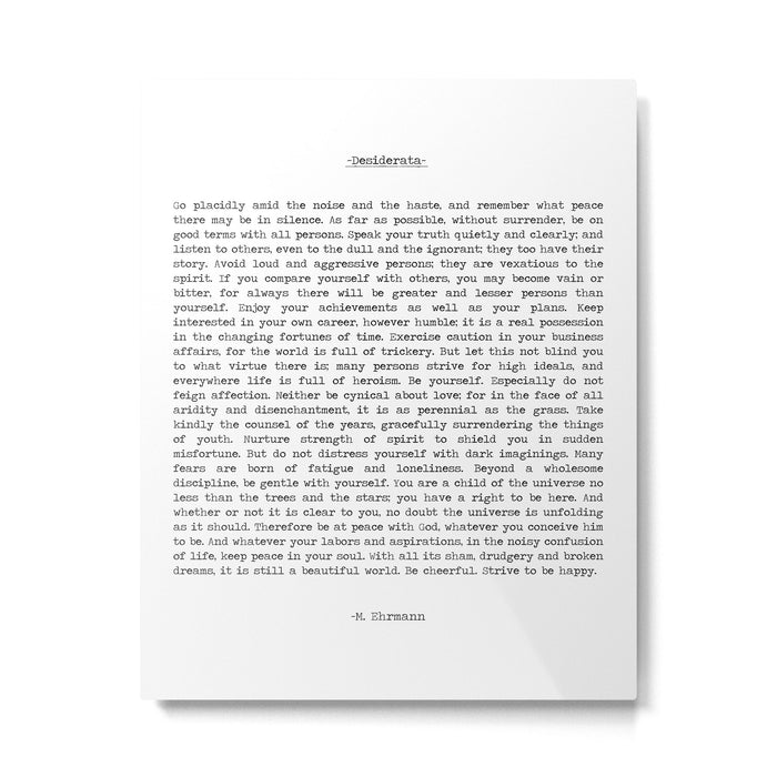 Desiderata by Max Ehrmann minimal typographical quote art print Metal Print Gallery Image 1