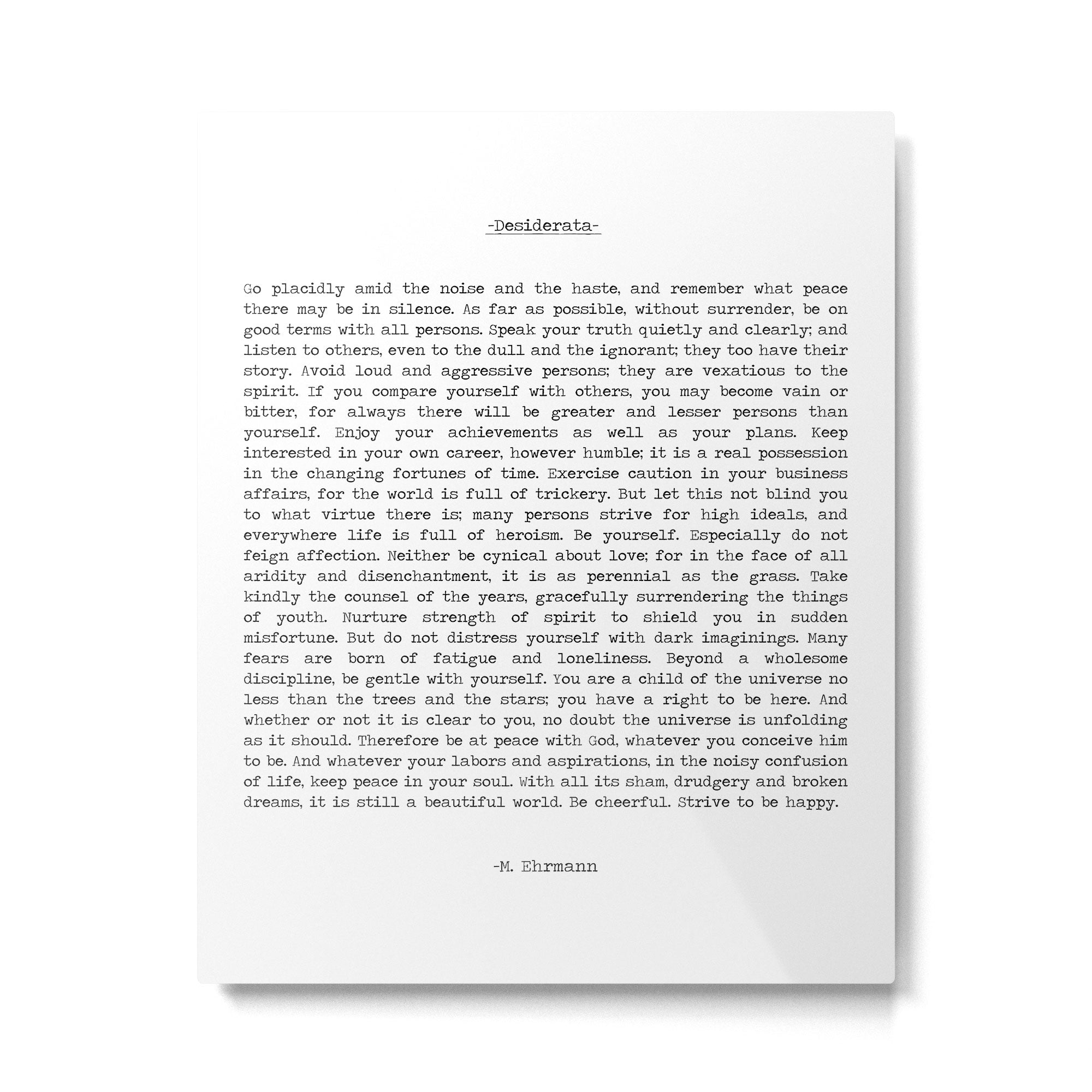 Desiderata by Max Ehrmann minimal typographical quote art print Metal Print Gallery Image 6