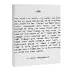 For What It's Worth, It's Never Too Late, F. Scott Fitzgerald quote, Inspiring, Great Gatsby, Life Canvas Print Gallery Image 3