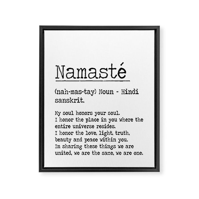 Namasté Definition  Framed Canvas Print Gallery Image 1