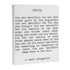 She was beautiful F. Scott Fizgerald typographical quote art print Canvas Print Gallery Image 8