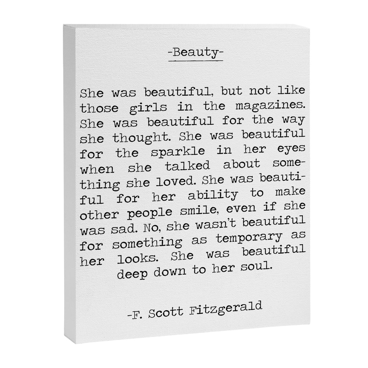 She was beautiful F. Scott Fizgerald typographical quote art print Canvas Print Gallery Image 8