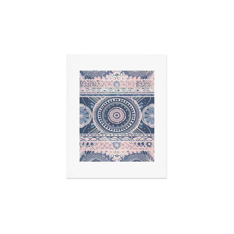 Ancient Pattern (pink & navy) Art Print Gallery Image 1
