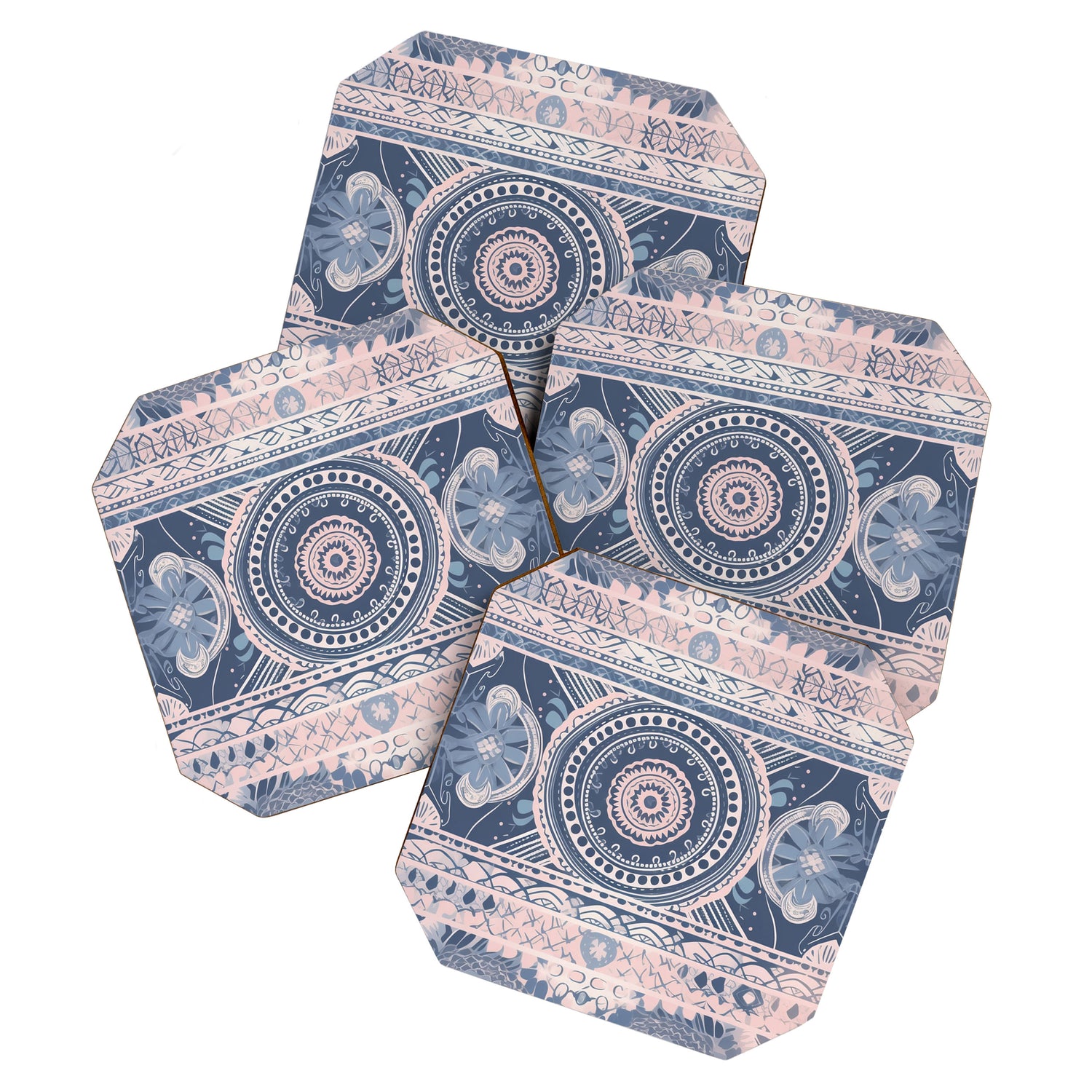 Ancient Pattern (pink & navy) Coaster Gallery Image 1