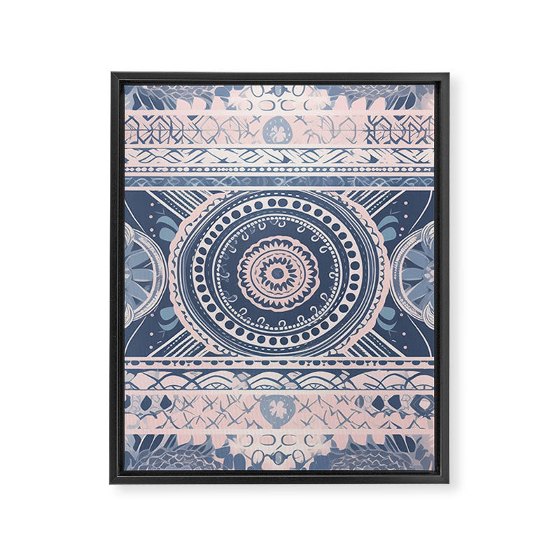 Ancient Pattern (pink & navy) Framed Canvas Print Gallery Image 8