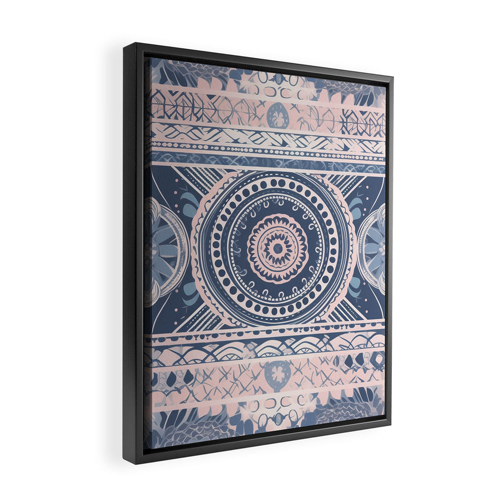 Ancient Pattern (pink & navy) Framed Canvas Print Gallery Image 2
