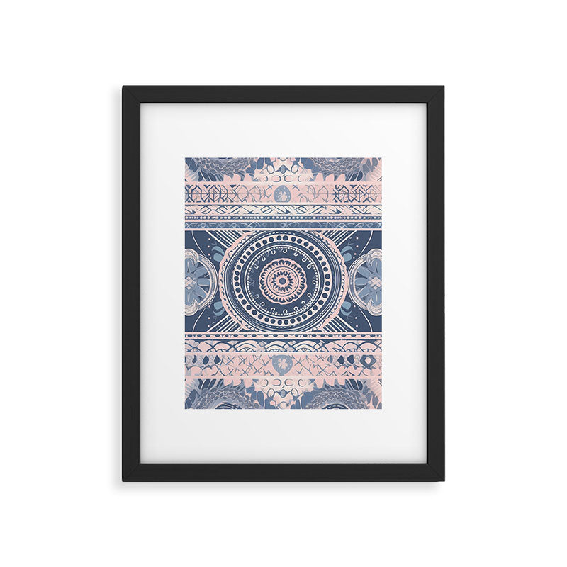 Ancient Pattern (pink & navy) Framed Art Print Gallery Image 6