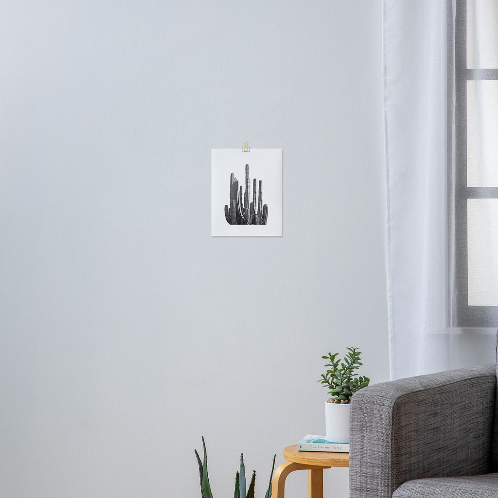Black and White Cactus Art Print Gallery Image 3