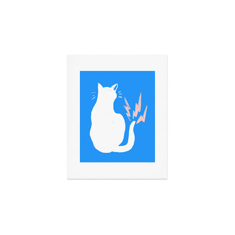 Cat Power! (Sky Blue & Pink) Art Print Gallery Image 1