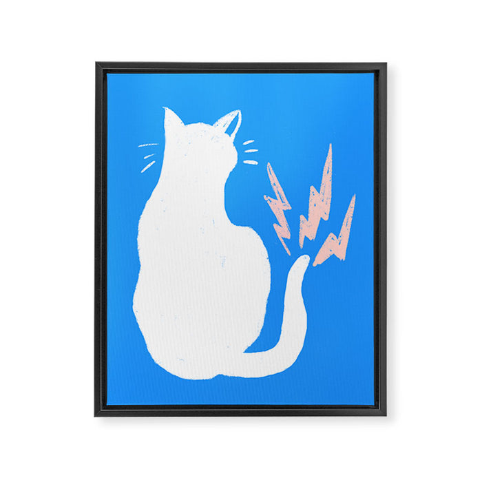 Cat Power! (Sky Blue & Pink) Framed Canvas Print Gallery Image 1