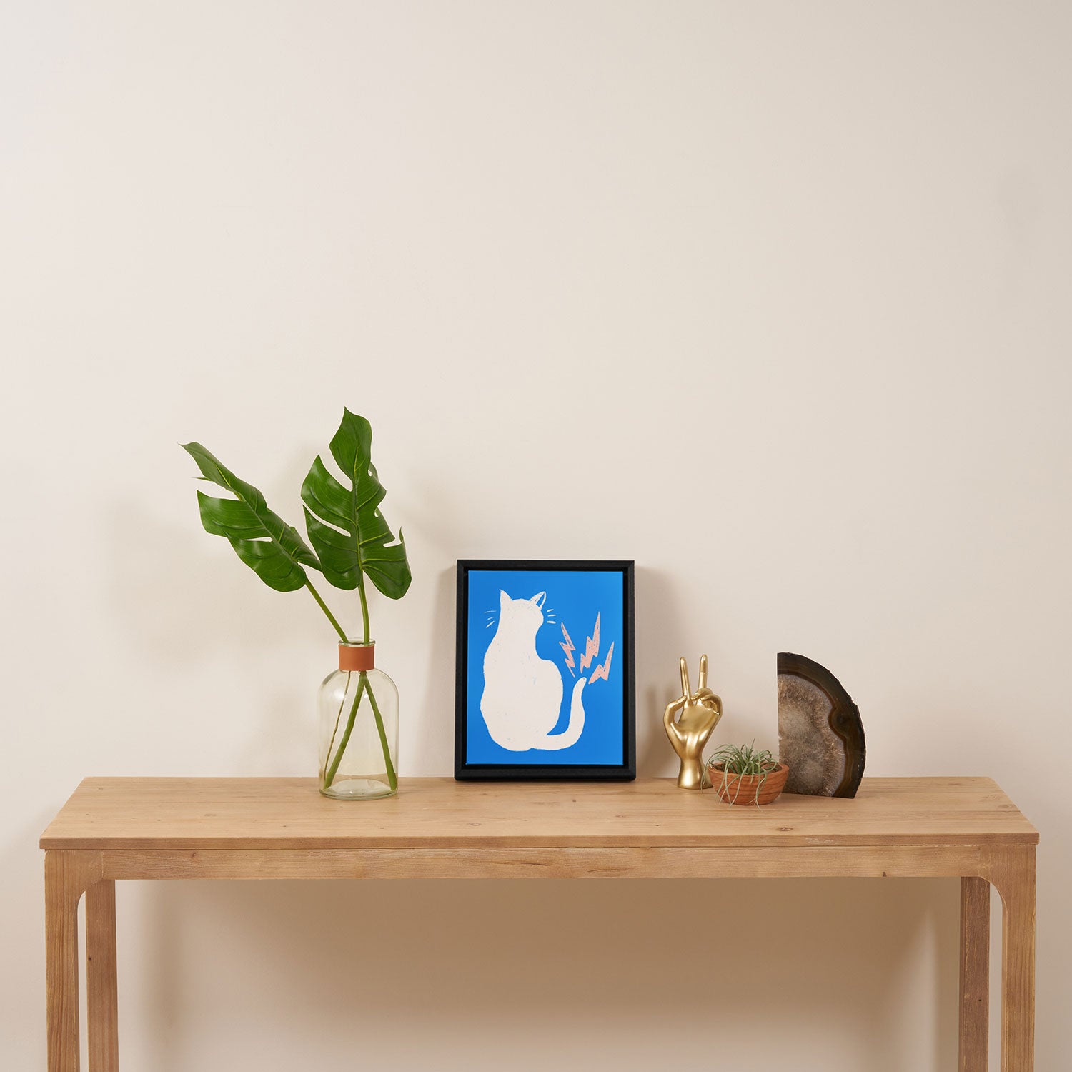 Cat Power! (Sky Blue & Pink) Framed Canvas Print Gallery Image 4