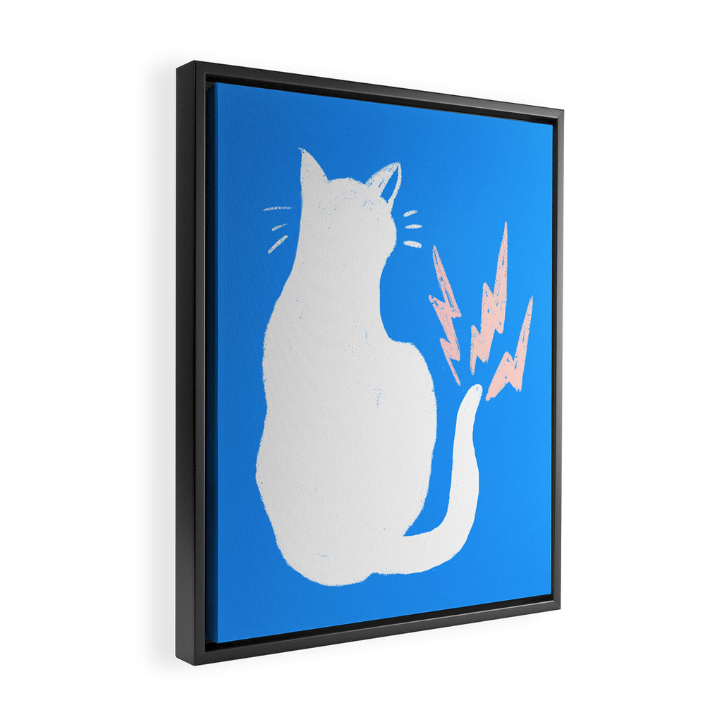 Cat Power! (Sky Blue & Pink) Framed Canvas Print Gallery Image 2