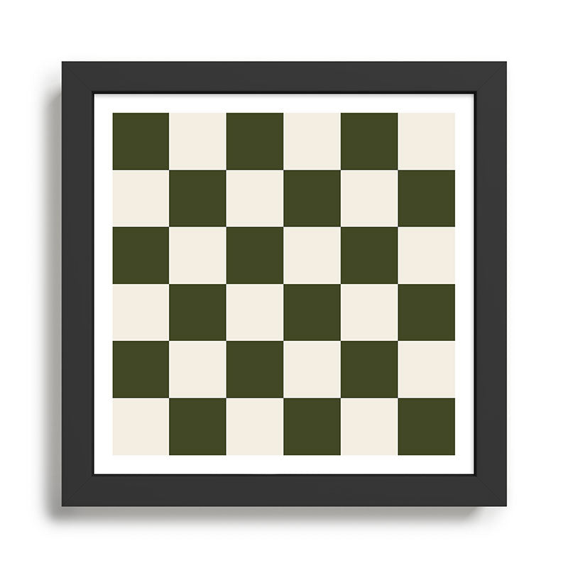Checkered (Olive Cream) Framed Art Print Gallery Image 1
