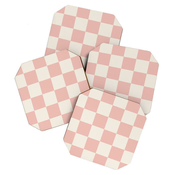 Checkered (Pink Cream) Coaster Gallery Image 1