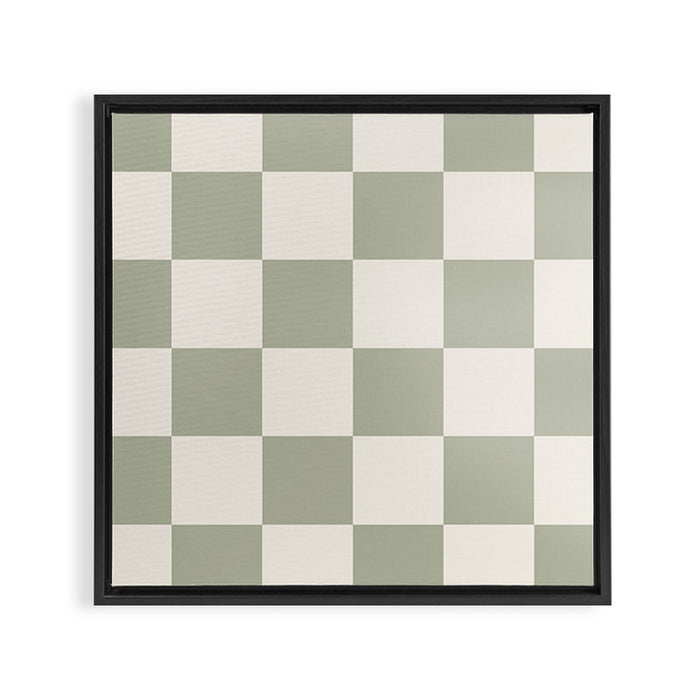 Checkered (Sage Cream) Framed Canvas Print Gallery Image 1