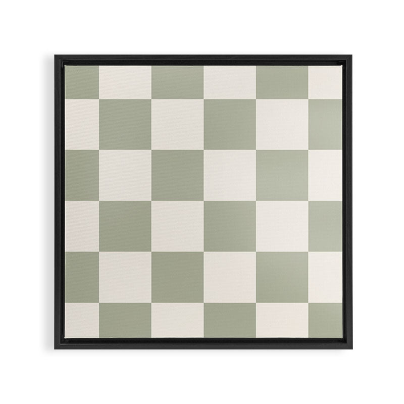 Checkered (Sage Cream) Framed Canvas Print Gallery Image 3