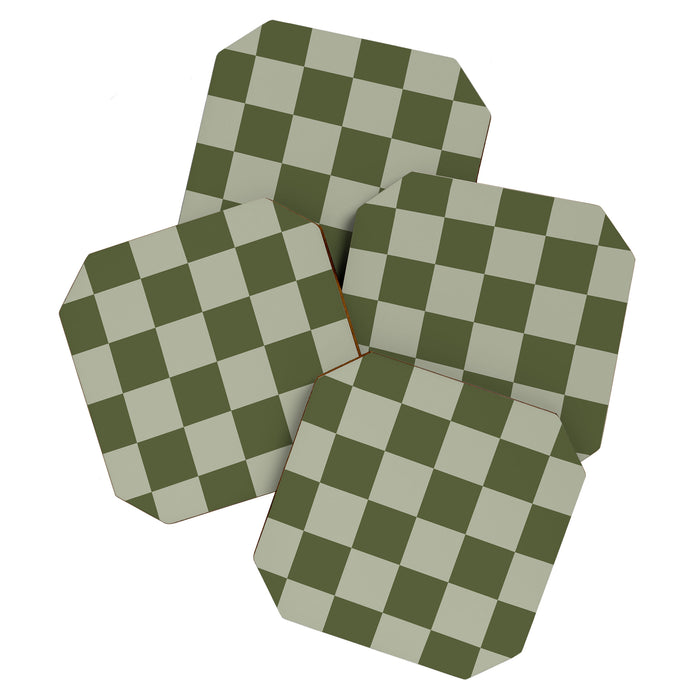 Checkered (Sage & Olive Green) Coaster Gallery Image 1