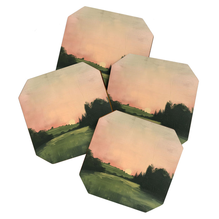 Country pink sunset Coaster Gallery Image 1