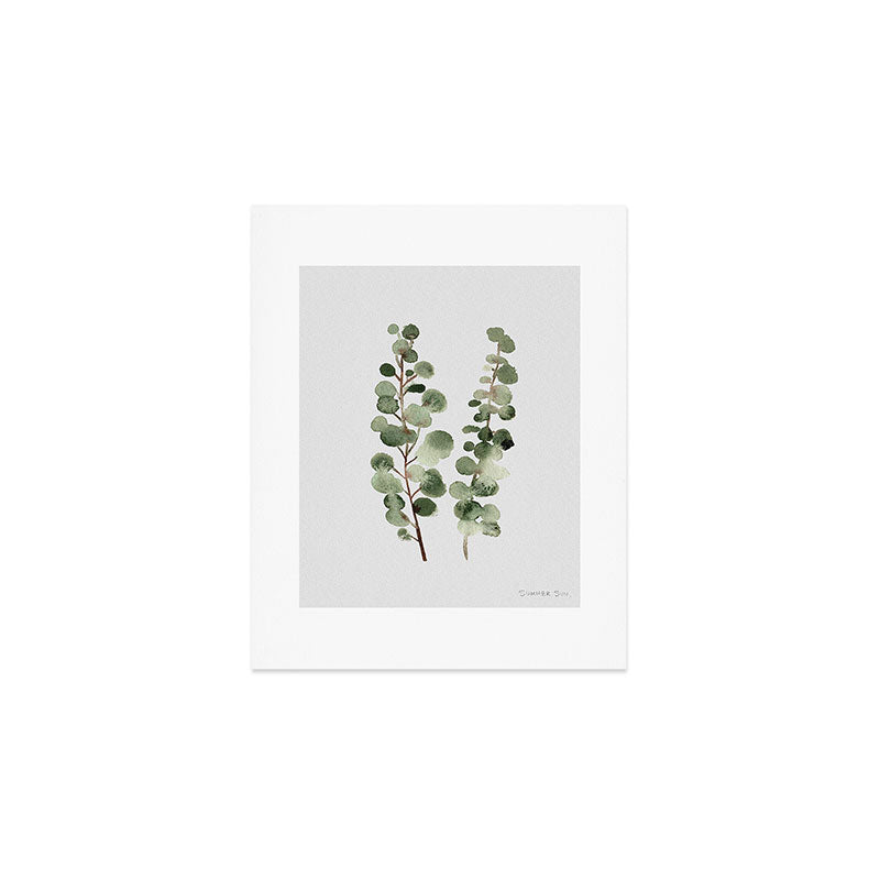Eucalyptus (watercolor finger painting) Art Print Gallery Image 1
