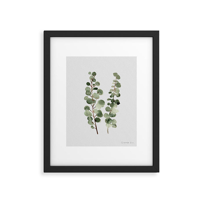 Eucalyptus (watercolor finger painting) Framed Art Print Gallery Image 1