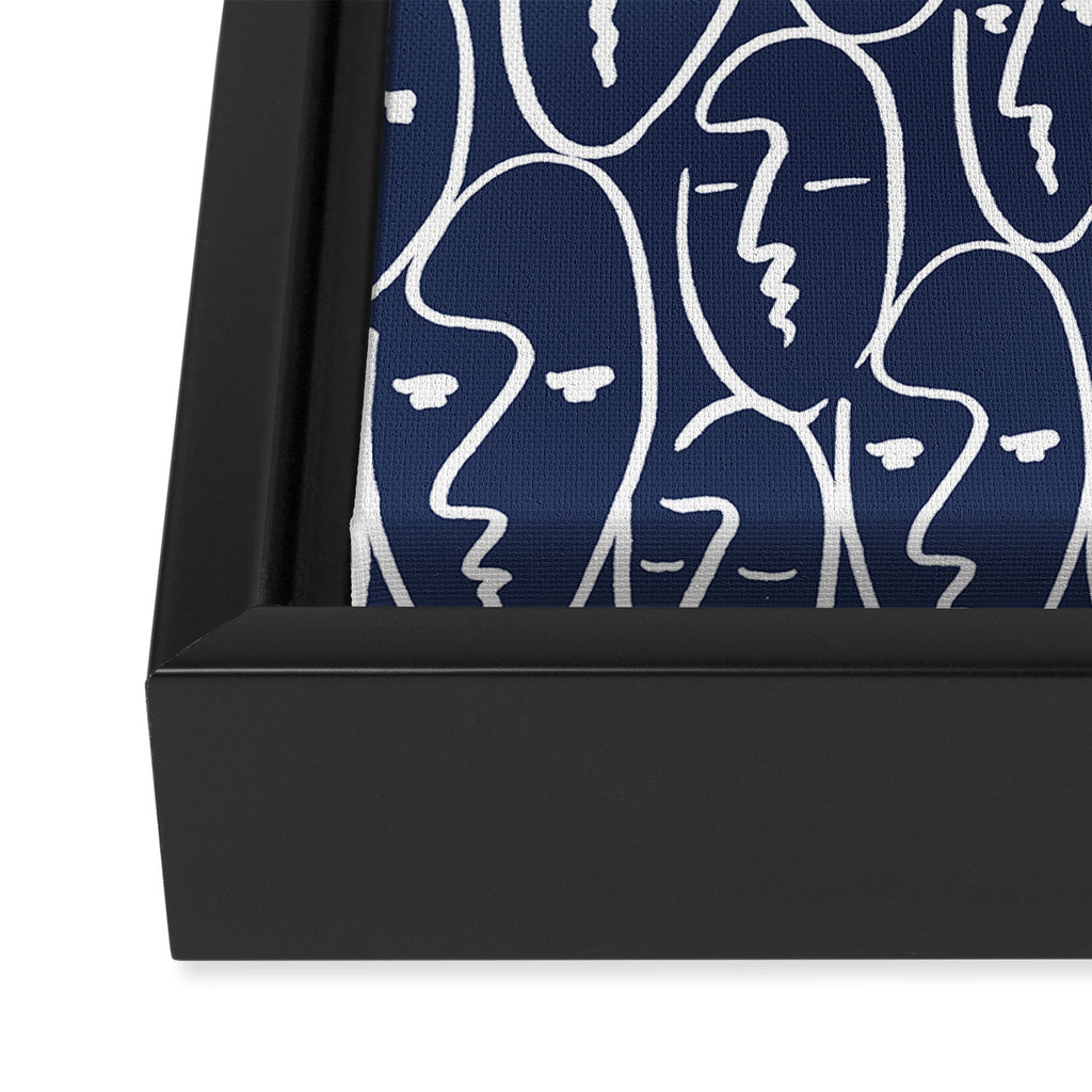 faces (navy) Framed Canvas Print Gallery Image 2