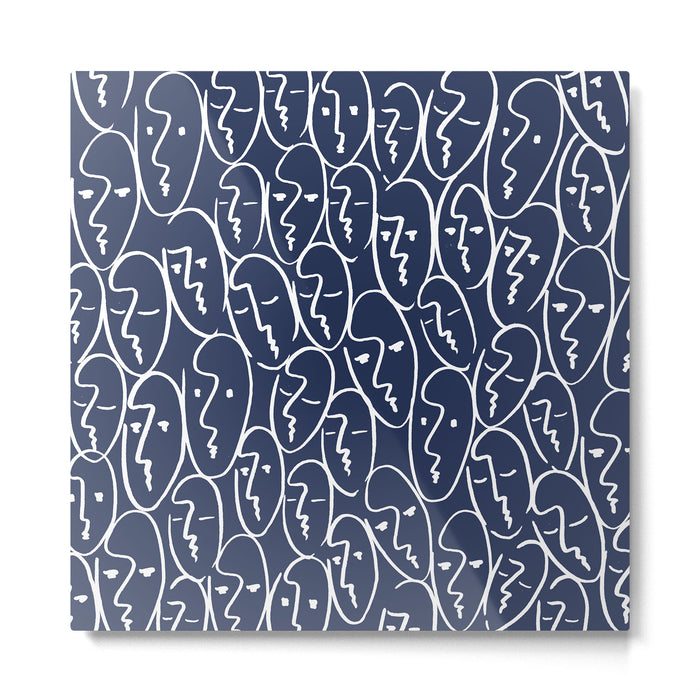faces (navy) Metal Print Gallery Image 1