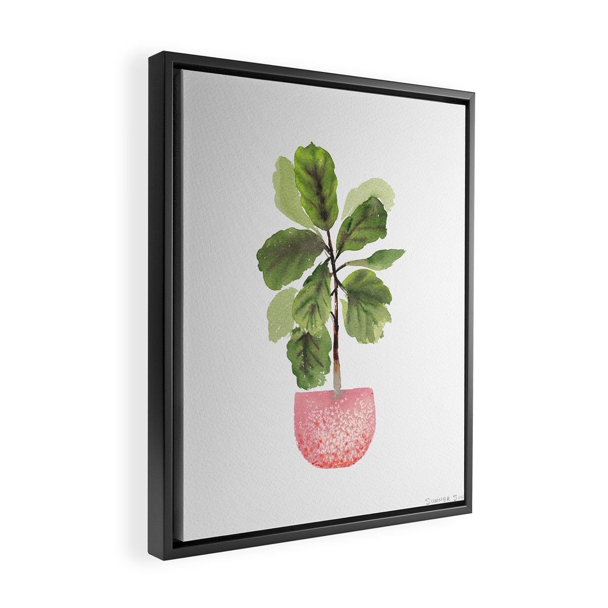Fiddle-Leaf Fig (Watercolor) Framed Canvas Print Gallery Image 2