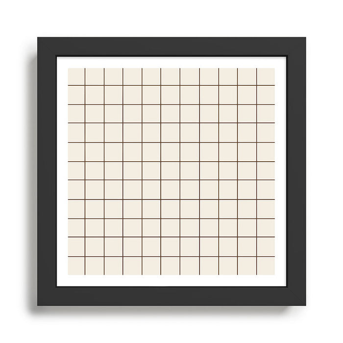 Grid (Cream/Chocolate) Framed Art Print Gallery Image 1