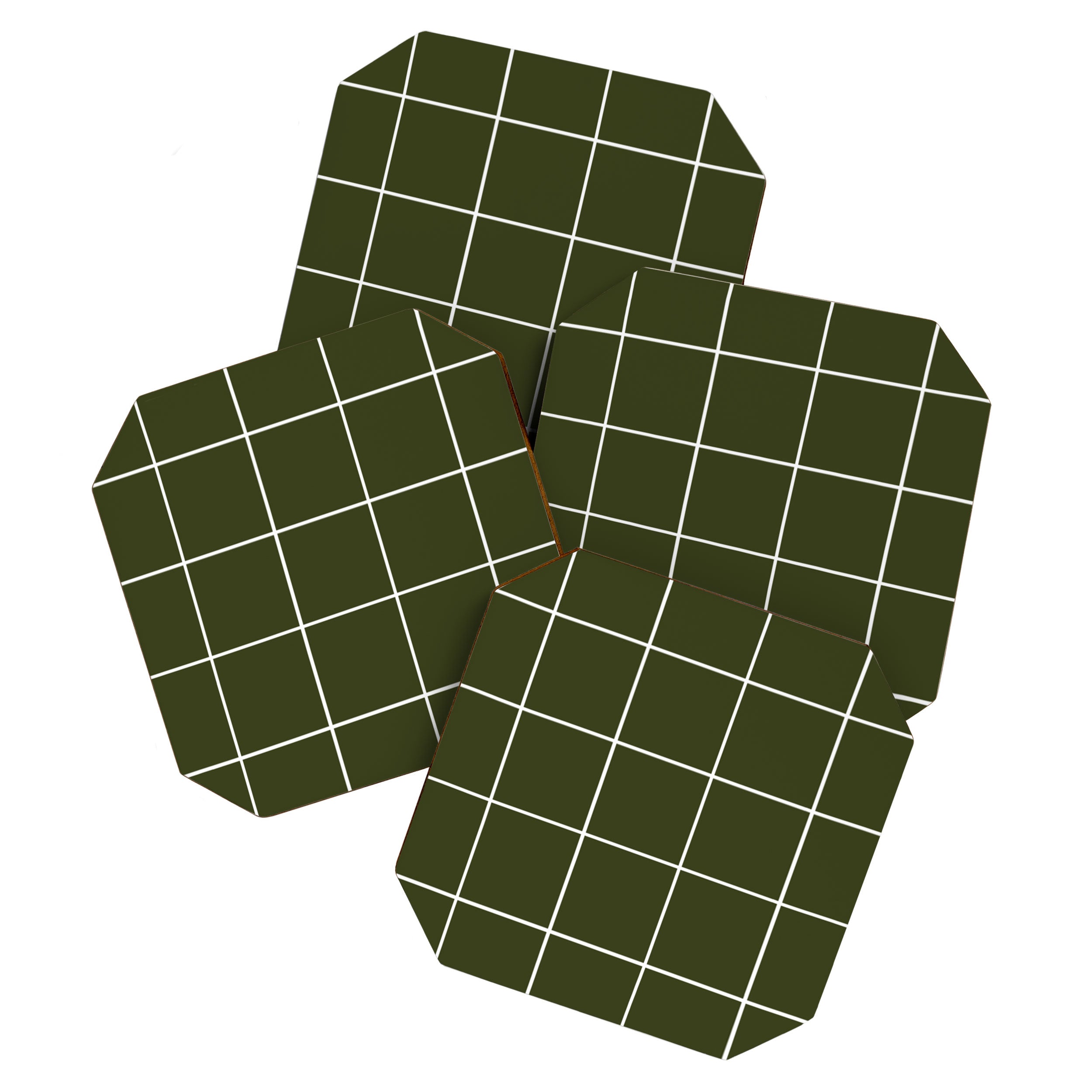 Grid (Olive Green) Coaster Gallery Image 1