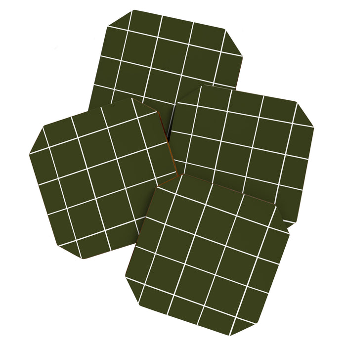 Grid (Olive Green) Coaster Gallery Image 1