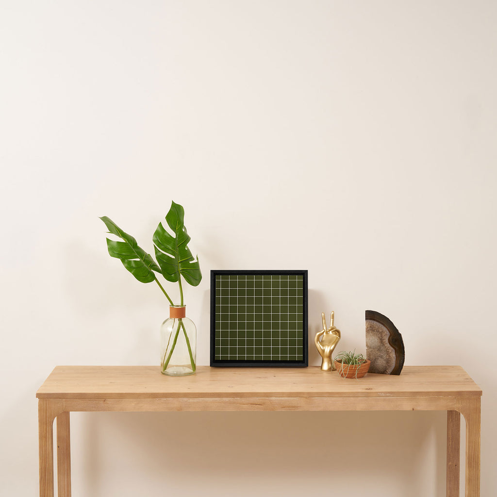 Grid (Olive Green) Framed Canvas Print Gallery Image 3