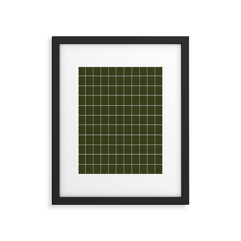 Grid (Olive Green) Framed Art Print Gallery Image 5