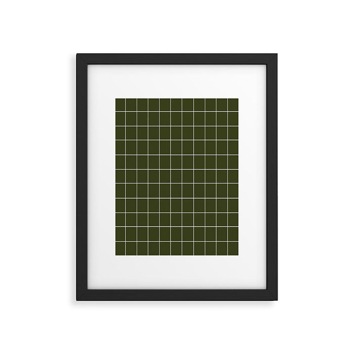 Grid (Olive Green) Framed Art Print Gallery Image 1