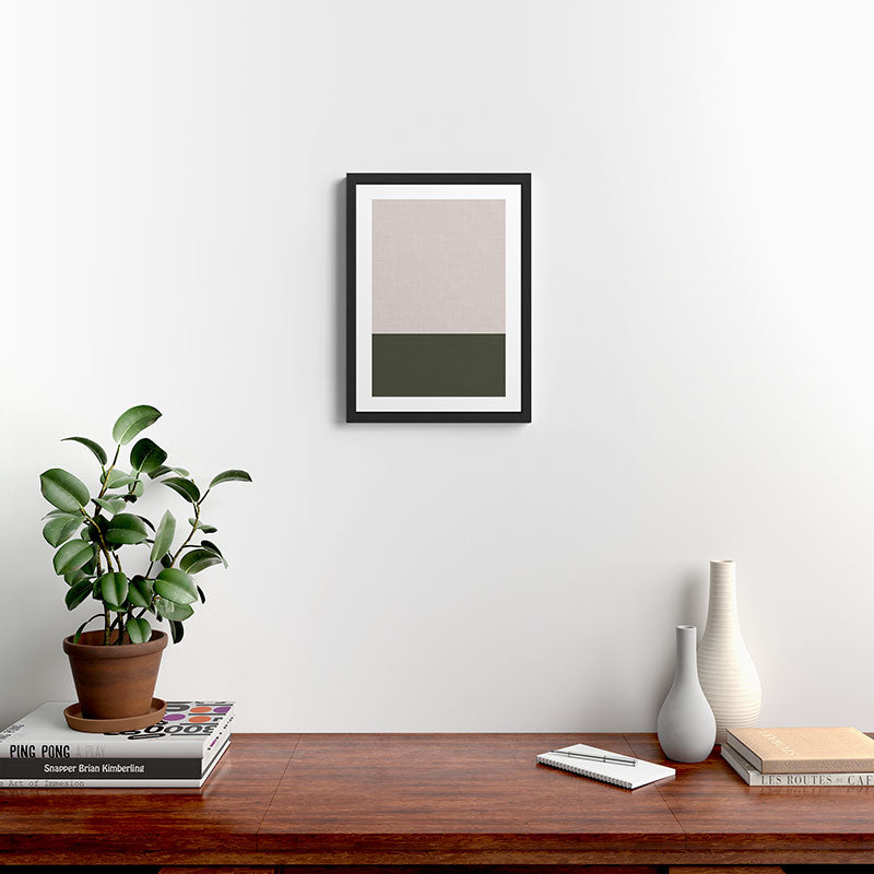 Linen Duo (Beige & Olive) Framed Art Print Gallery Image 2