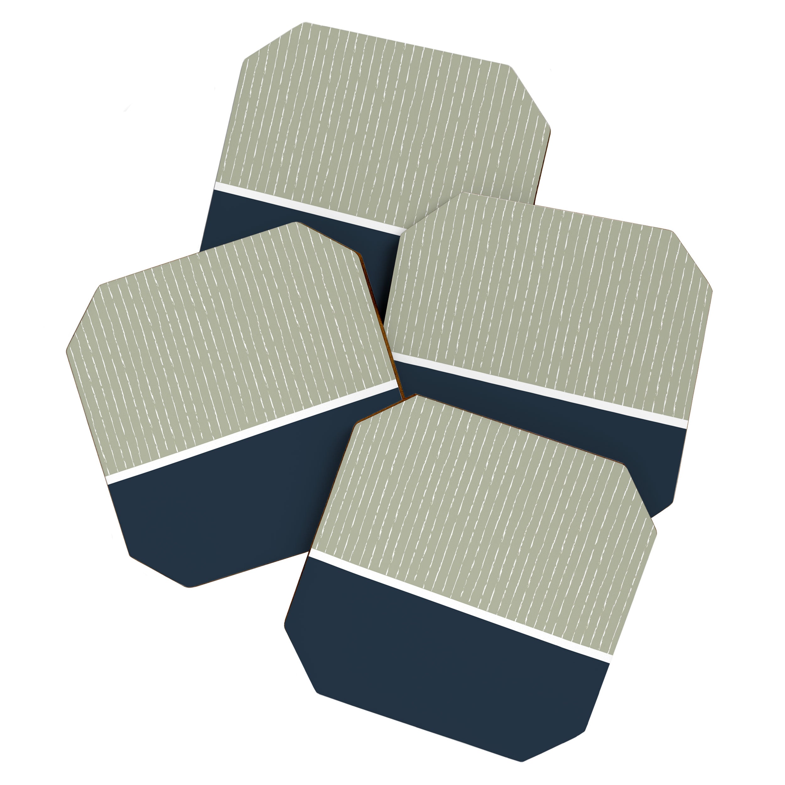 Linen Sage & Navy Coaster Gallery Image 1