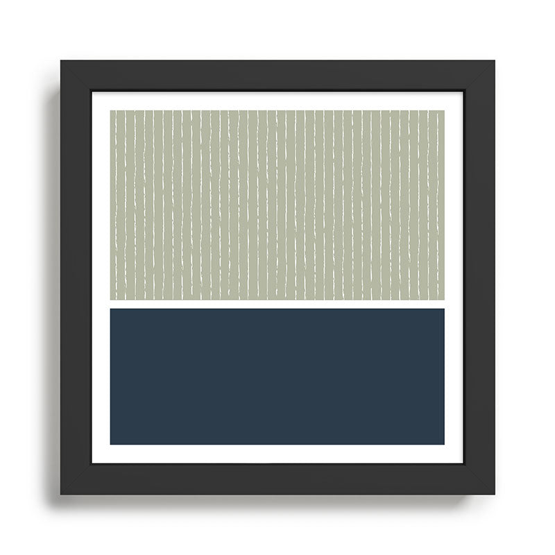 Linen Sage & Navy Framed Art Print Gallery Image 1