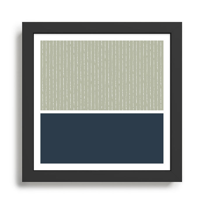 Linen Sage & Navy Framed Art Print Gallery Image 1