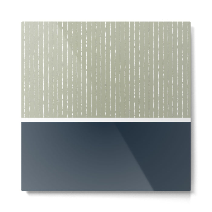 Linen Sage & Navy Metal Print Gallery Image 1